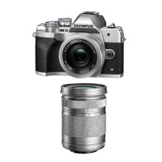 Olympus OM-D E-M10 Mark IV EZ Double Zoom Kit + ED 14-42mm + ED 40-150mm Silver