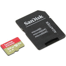 Карта памяти SanDisk Extreme microSDXC Class 10 UHS Class 3 V30 A1 100MB/s 64GB + SD adapter SDSQXAF-064G-GN6MA