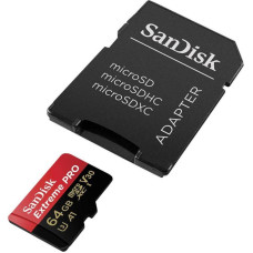 Карта памяти SanDisk Extreme Pro microSDXC Class 10 UHS Class 3 V30 A1 100MB/s 64GB + SD adapter SDSQXCG-064G-GN6MA