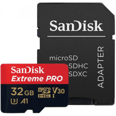 Карта памяти SanDisk Extreme Pro microSDHC Class 10 UHS Class 3 V30 A1 100MB/s 32GB + SD adapter SDSQXCG-032G-GN6MA