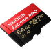 Карта памяти SanDisk Extreme Pro microSDXC Class 10 UHS Class 3 V30 A1 100MB/s 64GB + SD adapter SDSQXCG-064G-GN6MA