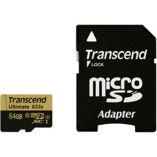 Карта памяти Transcend TS64GUSDU3 microSDXC Class 10 UHS-I U3 Ultimate 633X + адаптер на SD