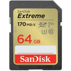 Карта памяти Sandisk Extreme SDXC Class 10 UHS-I V30 U3 170/80 MB/s 64GB SDSDXV2-064G-GNCIN