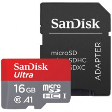 Карта памяти SanDisk Ultra microSDHC Class 10 UHS-I A1 98MB/s 16GB + SD adapter SDSQUAR-016G-GN6MA