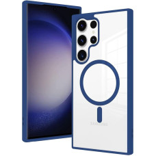Накладка Magsafe для Samsung S23 Ultra прозрачная Синяя