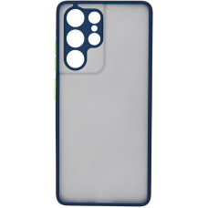 Накладка пластик матовый с окантовкой для Samsung S22 Ultra темно-синяя