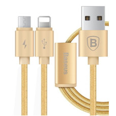 Кабель Baseus CAMCLG-BPN0V 2in1 microUSB-8pin 1.2m Золотистый